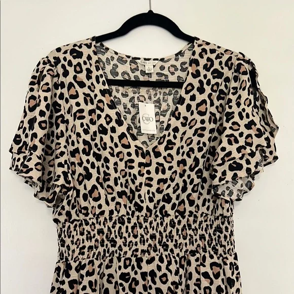 Cato Animal Print Blouse in Black and Tan - Picture 2 of 8